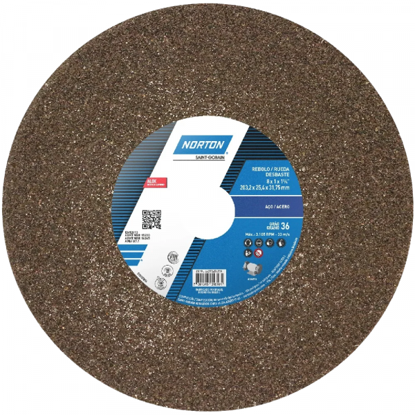 Rebolo Reto 8 x 1 x 1.1/4 Pol. Grão 36 QVS Norton