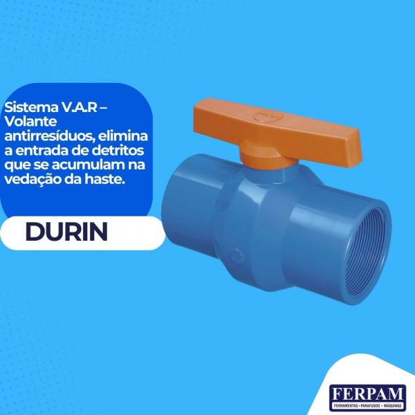 Registro De Esfera Rosca PVC 1.1/4” Azul Durin