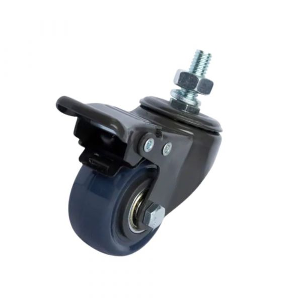 Rodízio Carbon Blue 210 Espiga Rosca Giratória com Freio 50Kg BP Colson
