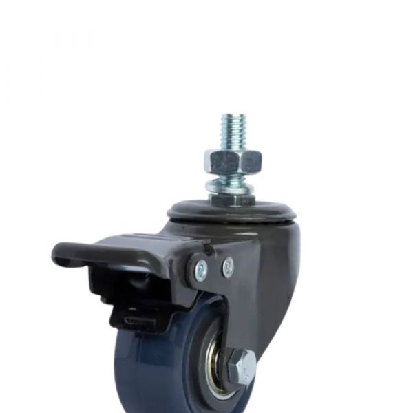 Rodízio Carbon Blue 210 Espiga Rosca Giratória com Freio 50Kg BP Colson