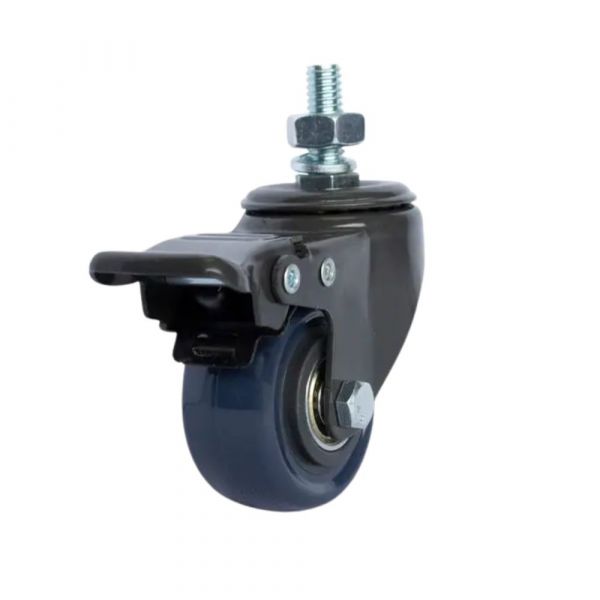 Rodízio Carbon Blue 210 Espiga Rosca Giratória com Freio 50Kg BP Colson