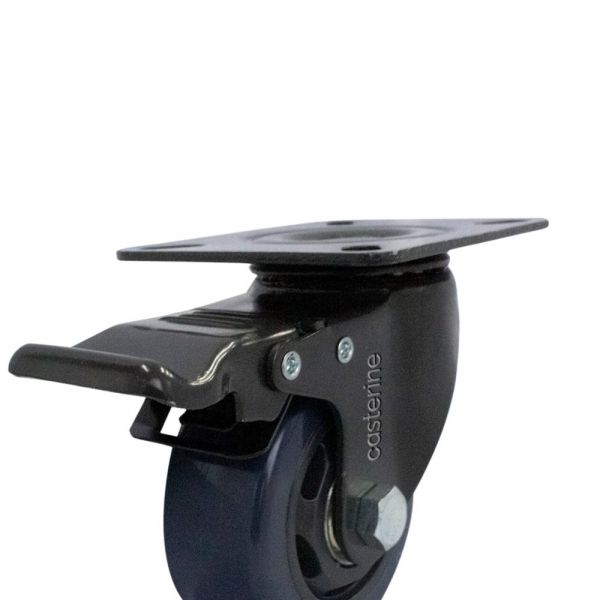 Rodízio Carbon Blue 312 Placa Giratória com Freio 70Kg Colson