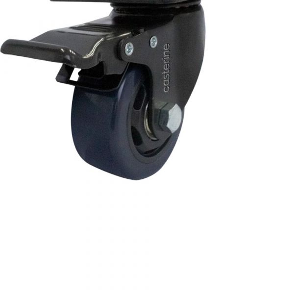 Rodízio Carbon Blue 412 Placa Giratória com Freio 90Kg Colson