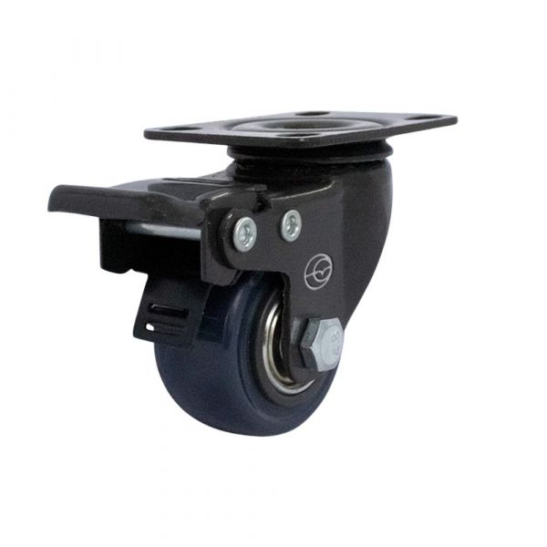 Rodízio Carbon Blue Placa Giratória com Freio 1.5/8 Pol. 30Kg Colson