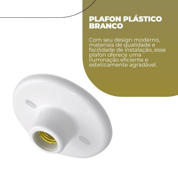 Plafon Plástico Branco com Bocal de Porcelana E27 G-Light