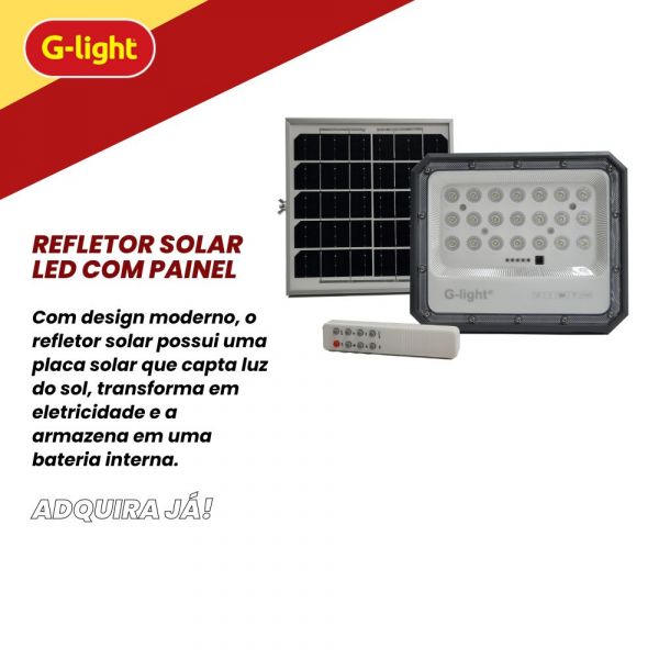 Refletor Solar Led com Painel e Controle 600lm G-Light 