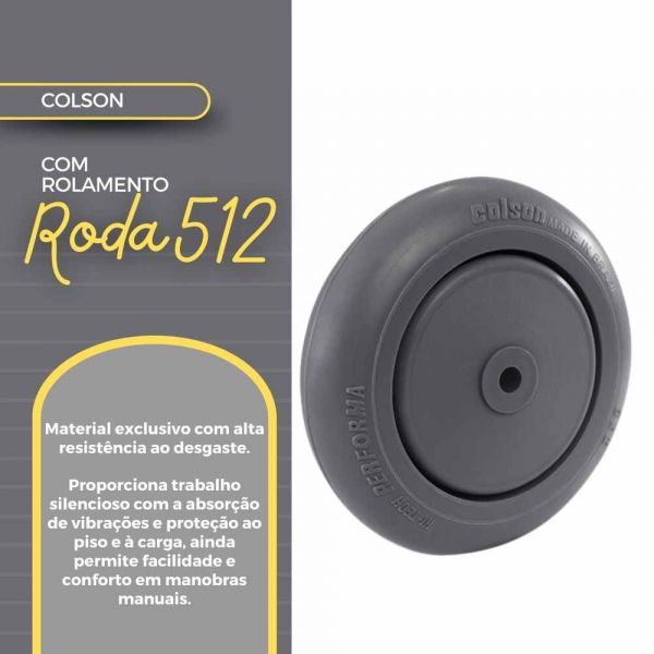 Roda 512 Com Rolamento Cinza 100Kg Colson