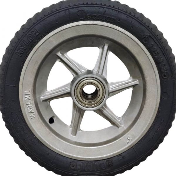 Roda de Alumínio Aro 8” Com Pneu 3.25X8 Semi Maciço Mademil
