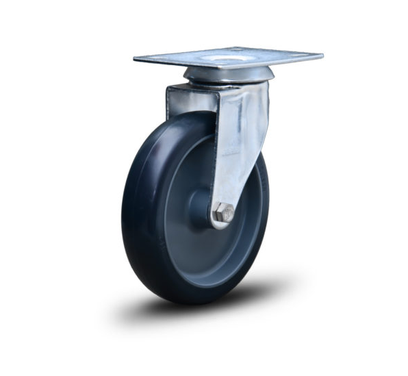 Rodízio Placa Giratória com Roda de Borracha Plástica 60kg