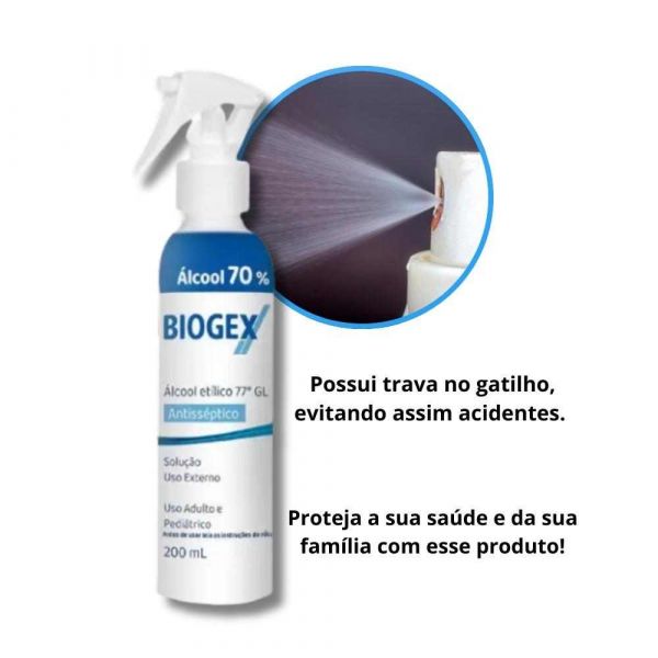 Álcool Lí­quido Spray Antisséptico Hidratante 200ml Biogex
