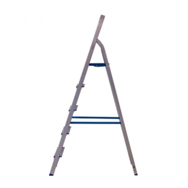 Escada Doméstica com 5 Degraus em Alumínio Prata e Azul Alumasa