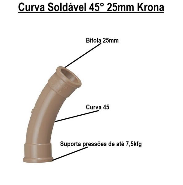 Curva Soldável 45° 25mm Krona