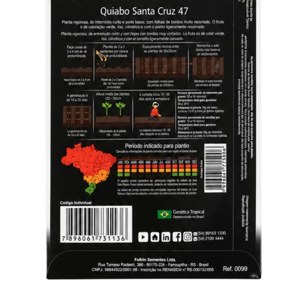 Semente de Hortaliça Quiabo Feltrin 
