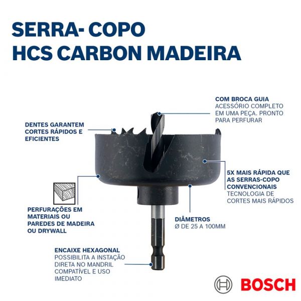 Serra Copo para Madeira 54mm Bosch 