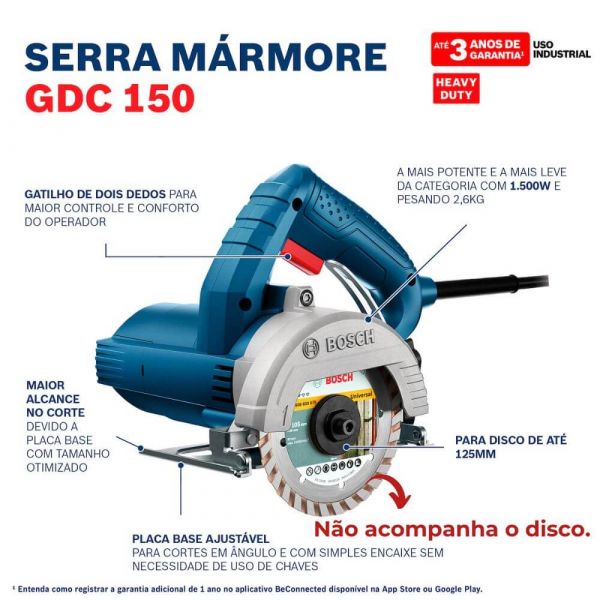 Serra Mármore a Seco GDC 150 TITAN 1500W 220V Bosch