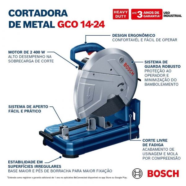 Serra policorte Bosch GCO 14-24 2400W 220V, com 5 Discos