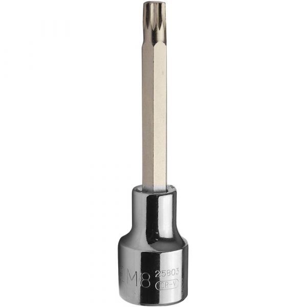 Soquete Bit Multidentado Longo M8 1/2 Pol. x100mm Sata