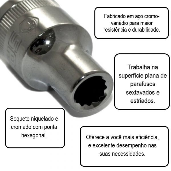 Chave Soquete Estriado 1/2