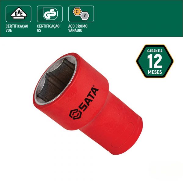 Soquete Sextavado Isolado VDE 1/2 Pol. 10mm Sata