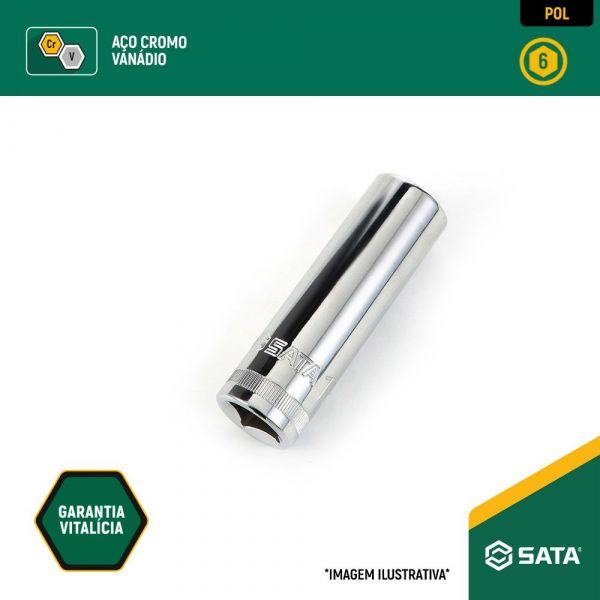 Soquete Sextavado Longo 1/2 Pol. x 3/4 Pol. Sata