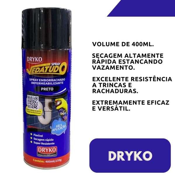 Spray Emborrachado Impermeabilizante Vedatudo 400ml Dryko