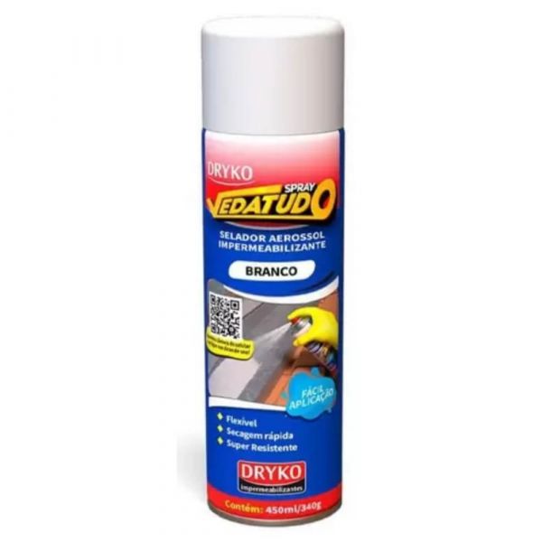 Spray Emborrachado Impermeabilizante Vedatudo Branco 400ml Dryko