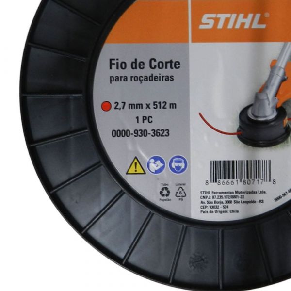 1 Metro de Fio de Nylon Para Roçadeiras 2,7mm Vermelho Stihl 