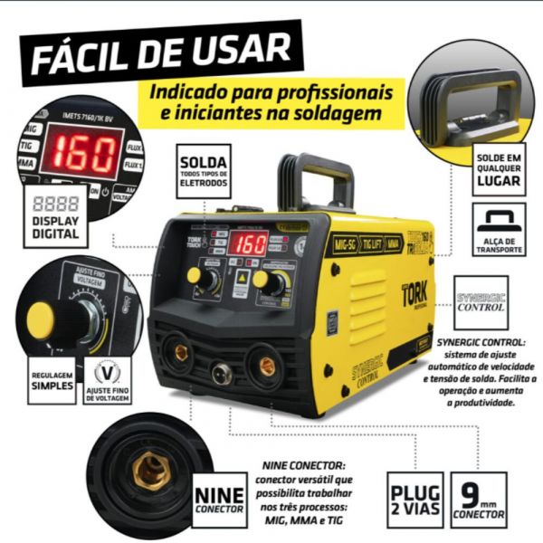 Super Combo Inversora de Solda 160A CIMETS-7160-BV Tork 