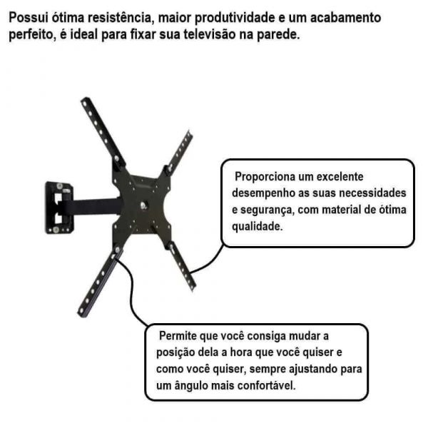 Suporte Para Tv Preto 10 A 56 Articulado Bra 3.0 Brasforma