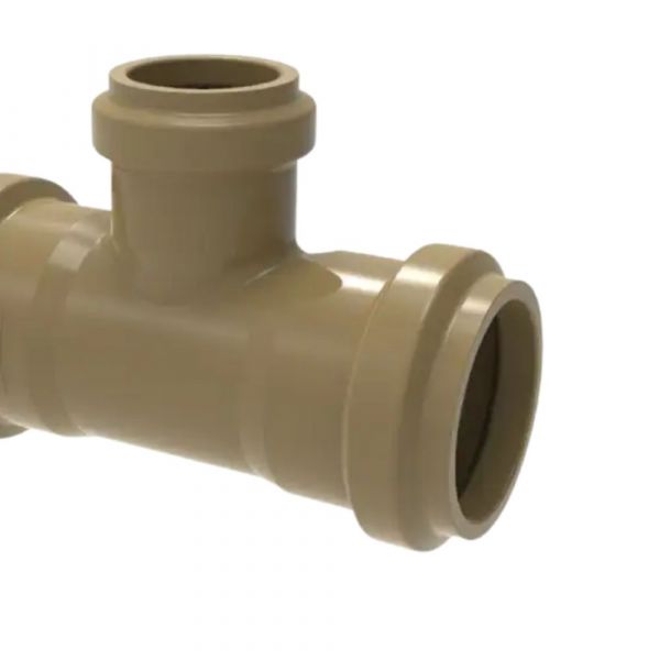 Tê Redução PVC PBA Adutora BBB Junta Elástica DN75 X DN50 sem Anel Asperbras