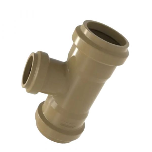 Tê Redução PVC PBA Adutora BBB Junta Elástica DN75 X DN50 sem Anel Asperbras