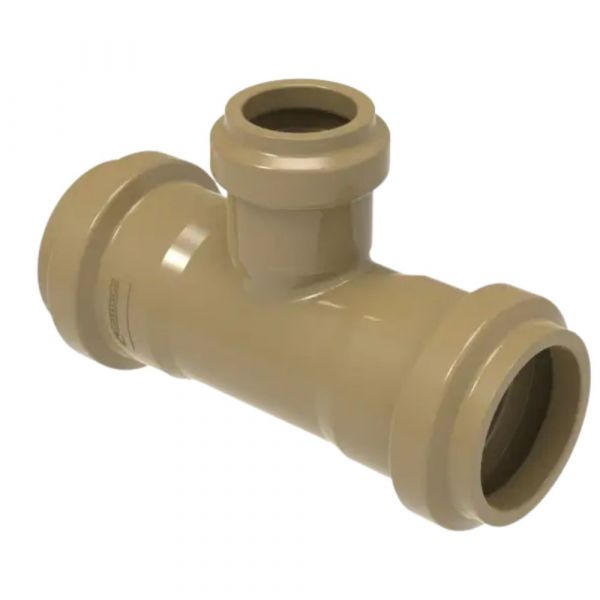 Tê Redução  PVC PBA Adutora Junta Elástica DN100 X DN50 BBB Asperbras