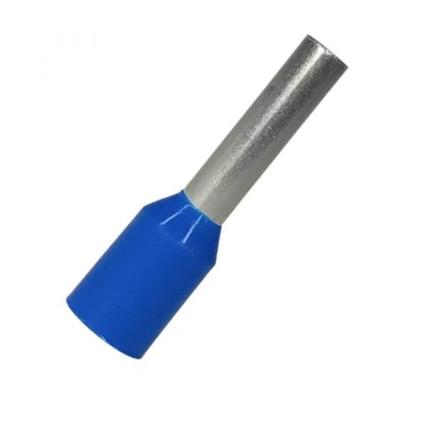 Terminal Tubular Ilhos Simples 2,5mm Azul Lukma