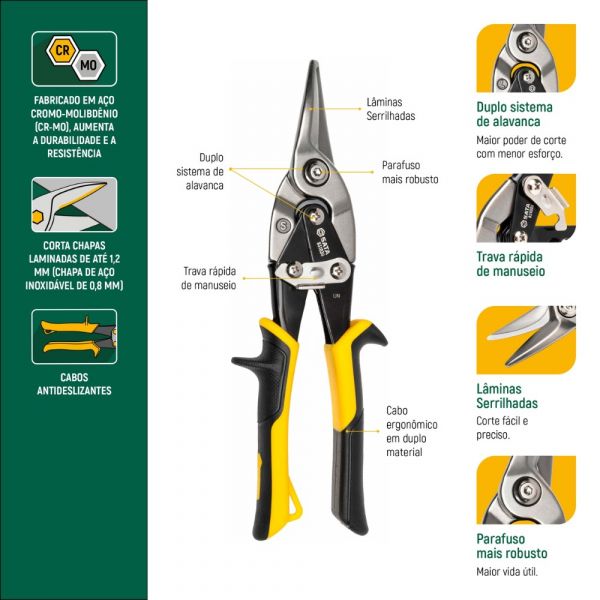 Tesoura Aviação Corte Reto Sata 10