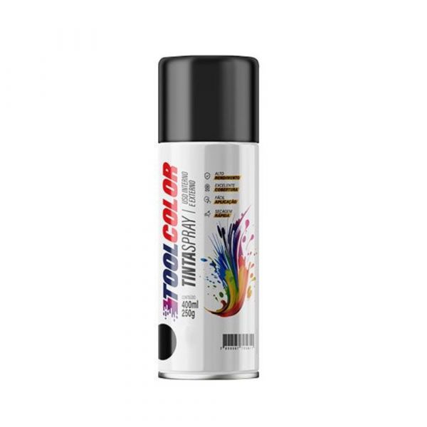 Tinta Spray Preto Fosco 400ml Toolcolor