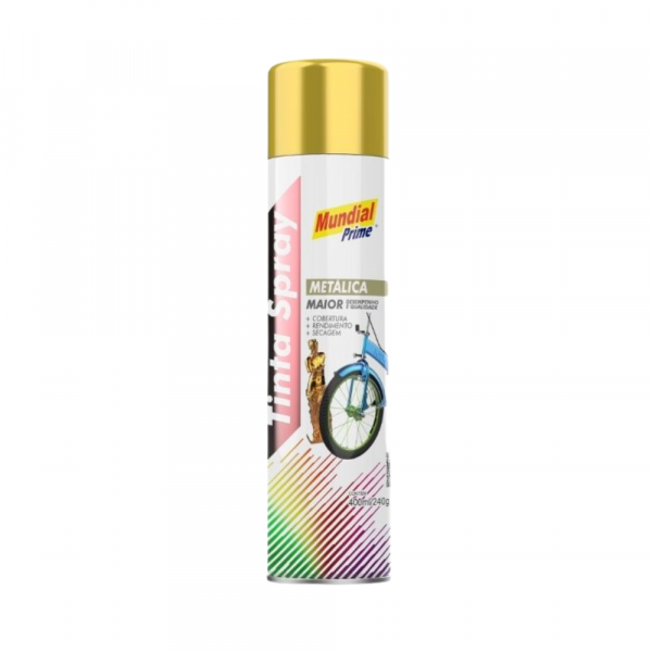 Tinta Spray Ouro Metálico 400ml Mundial Prime 