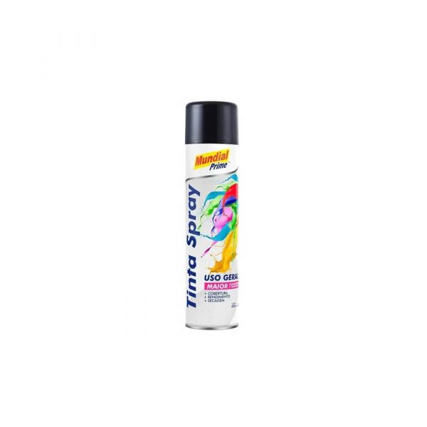 Tinta Spray Preto Brilhante 400ml Mundial Prime  3197PB