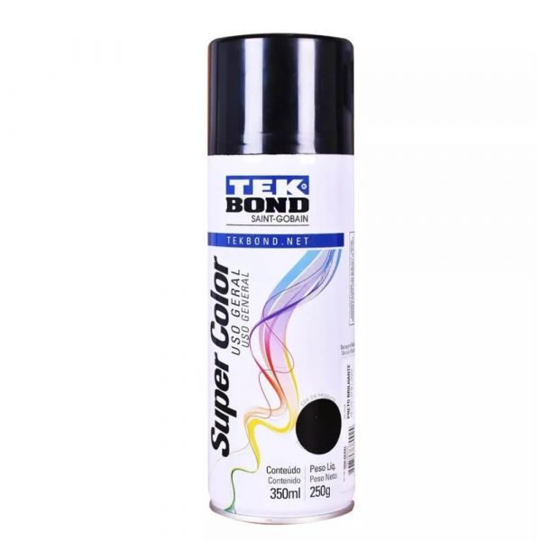 Tinta Spray Preto Brilhante Uso Geral 350 Ml TekBond