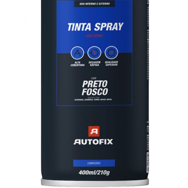 Tinta Spray Preto Fosco 400ml Autofix
