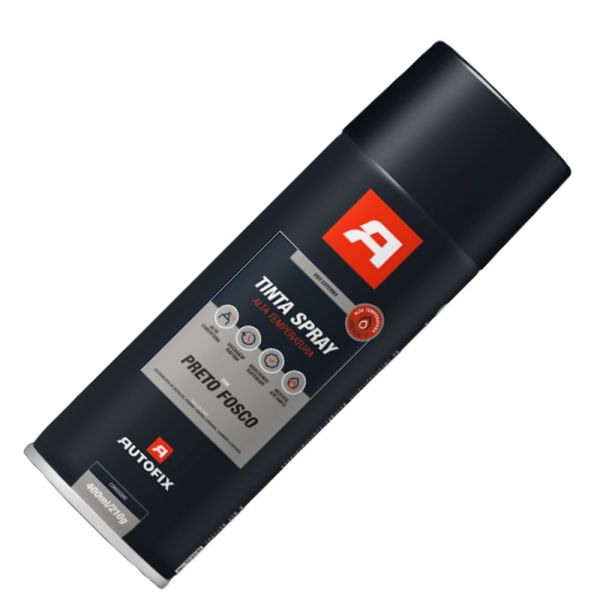 Tinta Spray Preto Fosco Alta Temperatura 400ml Autofix