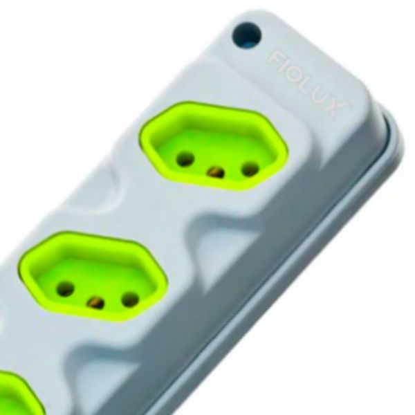 Tomada em Barra 3 Entradas Tripolar 20A Cinza e Verde Fiolux