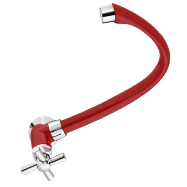 Torneira de Cozinha Cross Vermelha Cromada para Parede Bica Móvel 1/2-3/4 Pol. Tigre