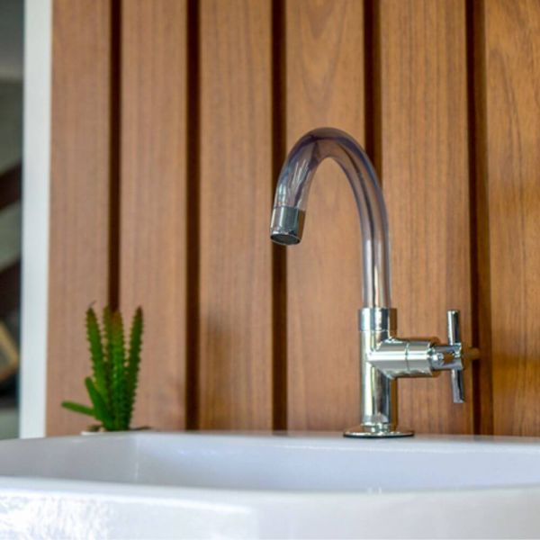 Torneira de Mesa Bica Alta para Banheiro Fienza Cristal Cromada Viqua