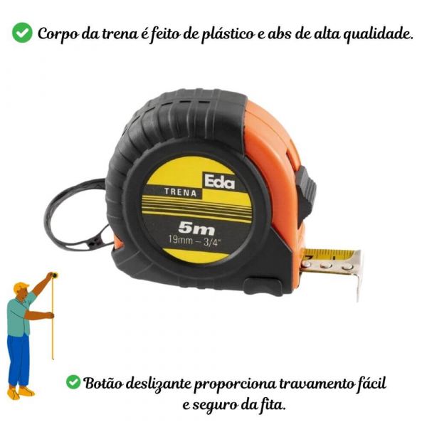 Trena Emborrachada Standard 5M x 19mm Eda 