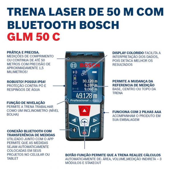 Trena Laser 50m Bosch GLM 50C