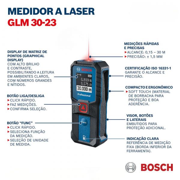 Trena Laser com Alcance de 30M GLM 30-23 Bosch