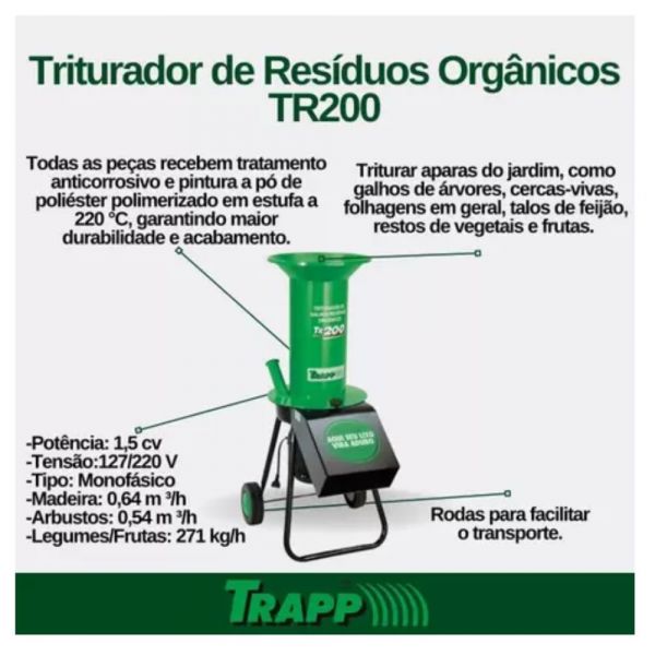Triturador de Galhos e Resíduos TR-200 1,5CV Trapp 