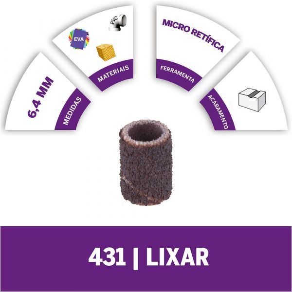 Tubo de Lixa 6,4mm de Grão Grosso Modelo 431 Dremel