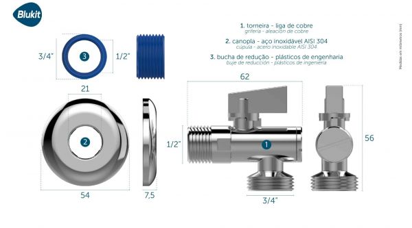 Torneira de Esfera com Filtro para Máquina de Lavar Roupas Blukit