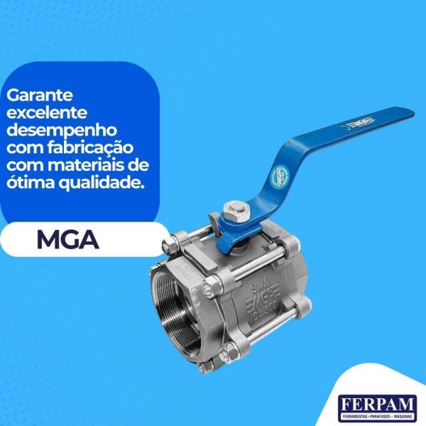 Válvula Esfera Tripartida 1/2” NPT Mga